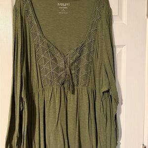 Torrid Olive Green Lace Detail Blouse